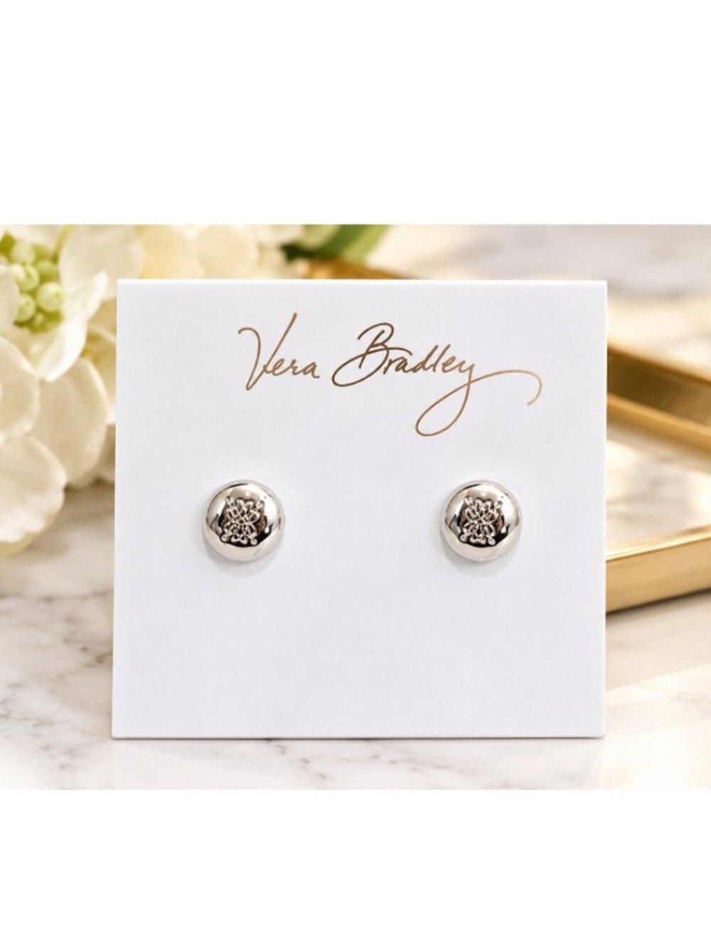 Vera Bradley Silver Plated Signature Stud Earrings